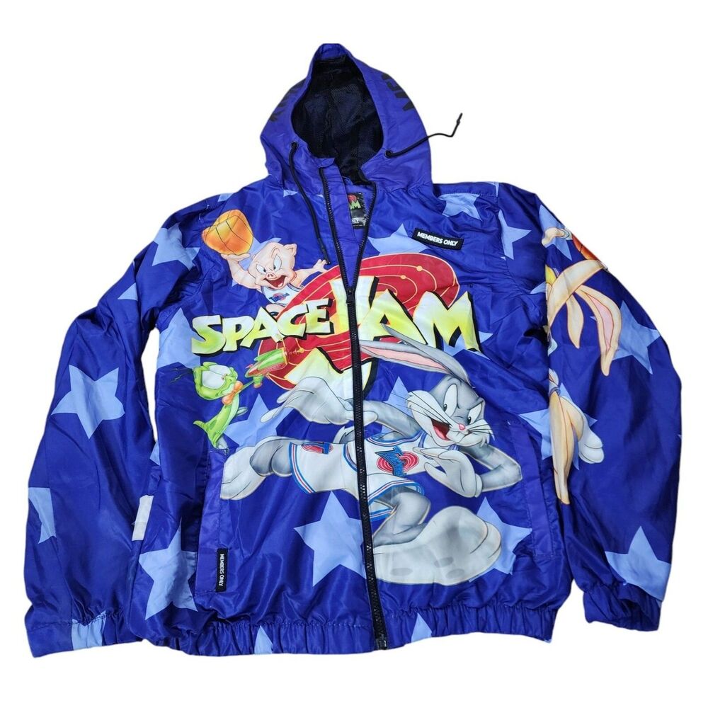 Space Jam Members Only Jacket Mens M Medium Full Zip Looney Tune Squad‎ Hooded